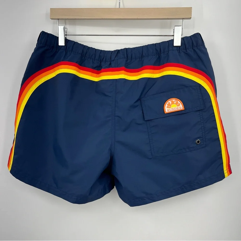 sundek XL swim bottoms men’s navy trunks 0384 suit drawstring liner lined - Picture 2 of 9